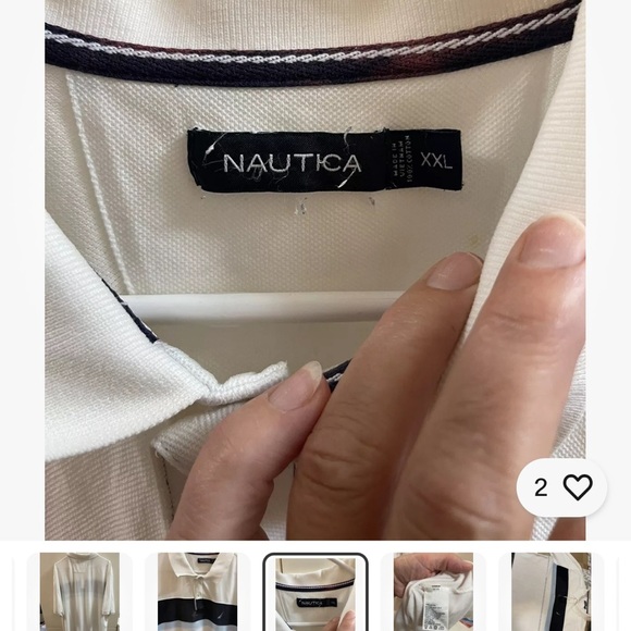 Nautica Mens Polo Shirt Size XXL Striped Logo Collared Rugby White Big And Tall - Picture 4 of 7